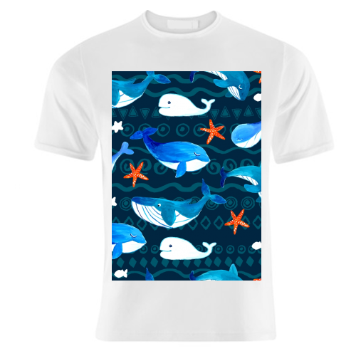 whales pattern - unique t shirt by haris kavalla