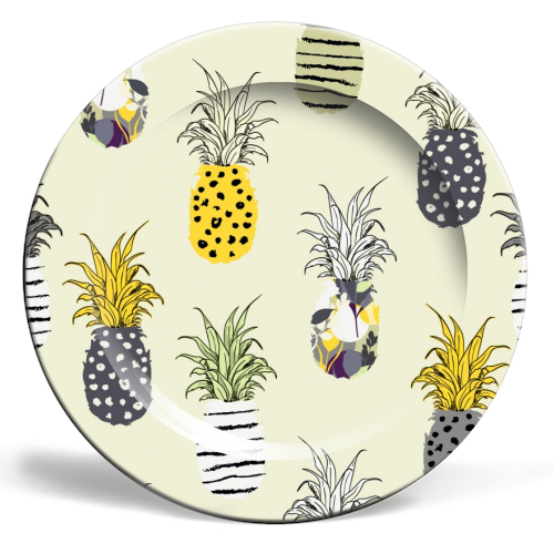 pineapple collage - ceramic dinner plate by haris kavalla