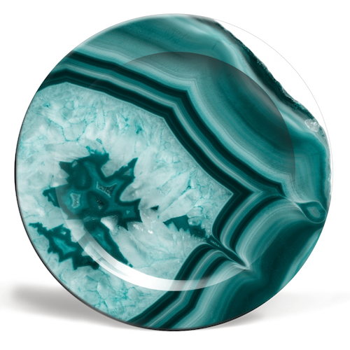 Teal Agate Glam #3 #gem #decor #art - ceramic dinner plate by Anita Bella Jantz