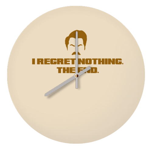 Regret Nothing. The end. - quirky wall clock by Wallace Elizabeth