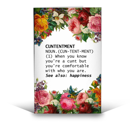 CUNTENTMENT - funny greeting card by Wallace Elizabeth
