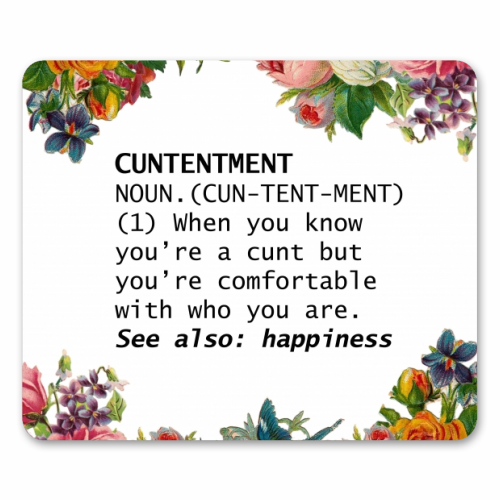 CUNTENTMENT - funny mouse mat by Wallace Elizabeth