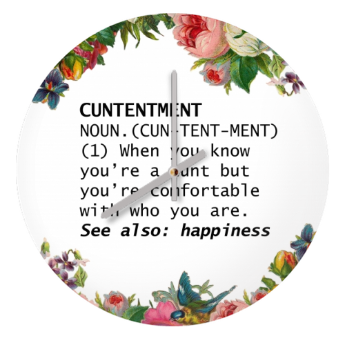 CUNTENTMENT - quirky wall clock by Wallace Elizabeth