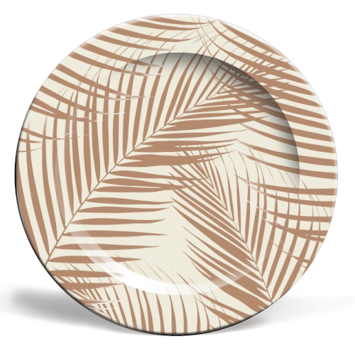 Palm Leaves - Warm Beige Cali Vibes #1 #tropical #decor #art - ceramic dinner plate by Anita Bella Jantz