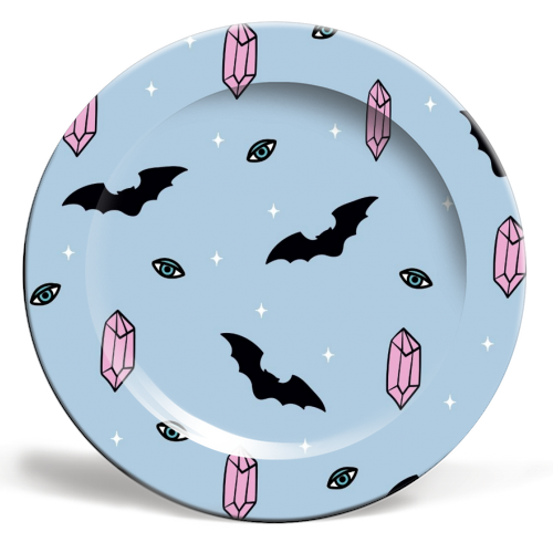 crystals and bats - ceramic dinner plate by haris kavalla