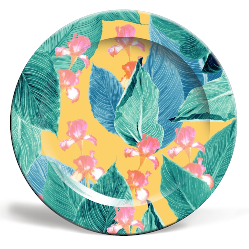 Iris Jungle Dream #1 #tropical #floral #decor #art - ceramic dinner plate by Anita Bella Jantz
