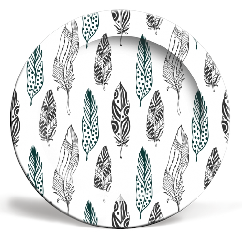 minimal feathers - ceramic dinner plate by haris kavalla