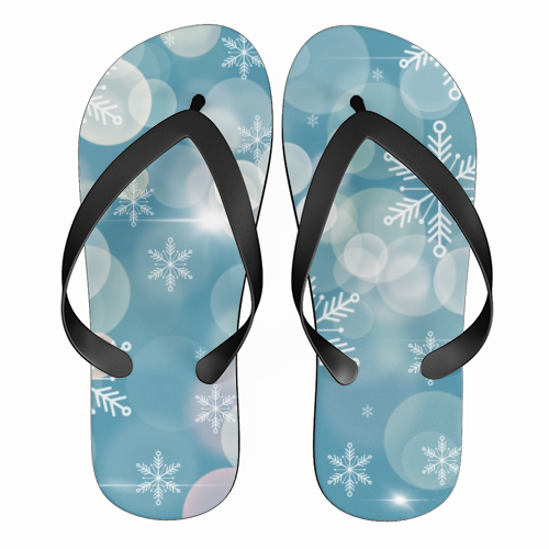 Magical snowflakes - funny flip flops by Cheryl Boland