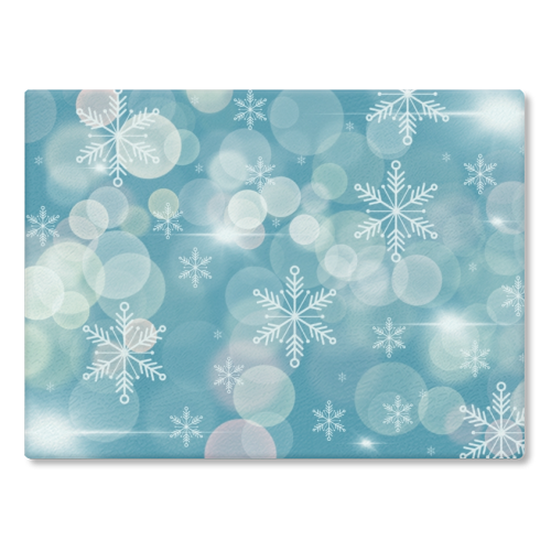 Magical snowflakes - glass chopping board by Cheryl Boland