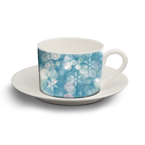 Magical snowflakes - personalised cup and saucer by Cheryl Boland