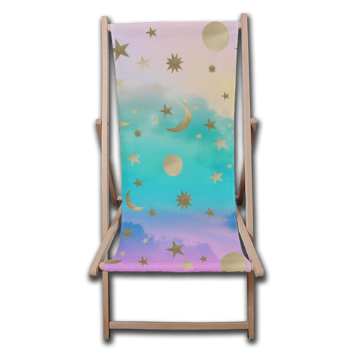 Pastel Rainbow Starry Sky Moon Dream #1 #decor #art - canvas deck chair by Anita Bella Jantz