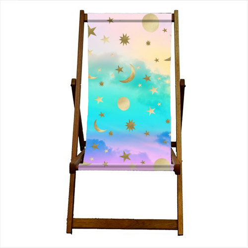 Pastel Rainbow Starry Sky Moon Dream #1 #decor #art - canvas deck chair by Anita Bella Jantz