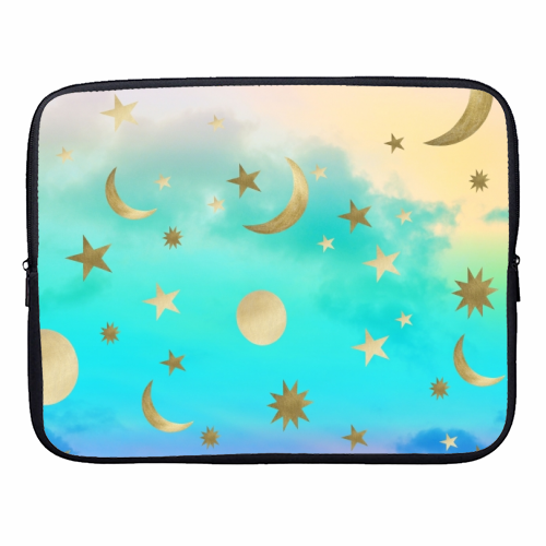 Pastel Rainbow Starry Sky Moon Dream #1 #decor #art - designer laptop sleeve by Anita Bella Jantz