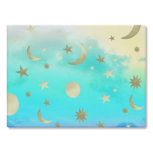 Pastel Rainbow Starry Sky Moon Dream #1 #decor #art - glass chopping board by Anita Bella Jantz
