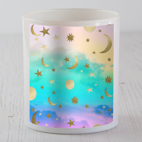 Pastel Rainbow Starry Sky Moon Dream #1 #decor #art - scented candle by Anita Bella Jantz