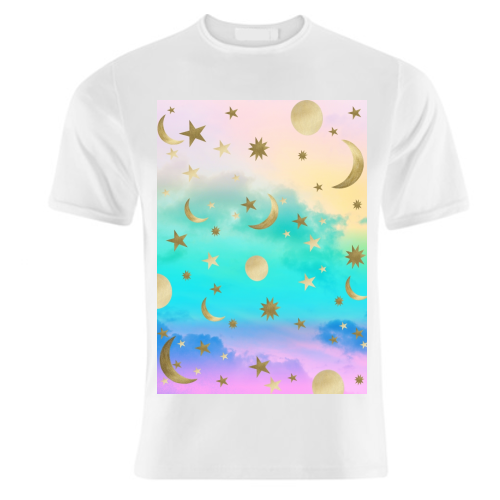 Pastel Rainbow Starry Sky Moon Dream #1 #decor #art - unique t shirt by Anita Bella Jantz