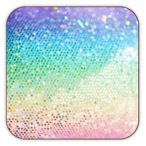 Rainbow Princess Glitter #3 (Faux Glitter - Photography) #shiny #decor #art - personalised beer coaster by Anita Bella Jantz