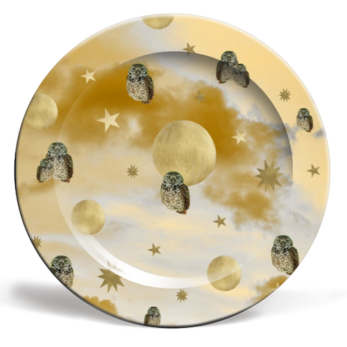 Owl Starry Sky Moon Dream #1 #decor #art - ceramic dinner plate by Anita Bella Jantz