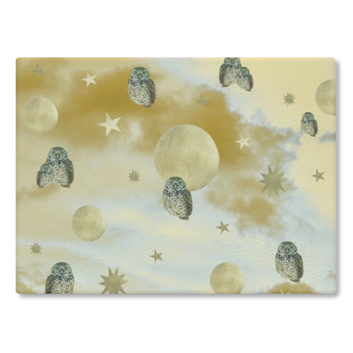 Owl Starry Sky Moon Dream #1 #decor #art - glass chopping board by Anita Bella Jantz
