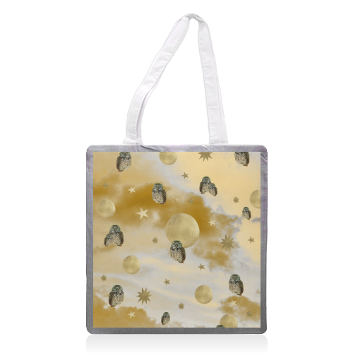 Owl Starry Sky Moon Dream #1 #decor #art - printed tote bag by Anita Bella Jantz