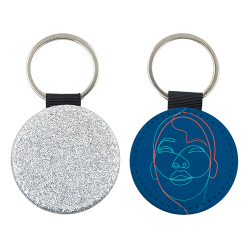 Living Between The Lines ( classic blue ) - personalised picture keyring by Adam Regester