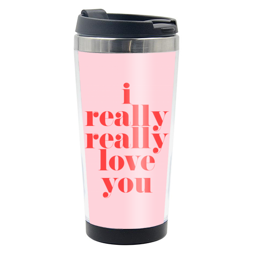 I Really Really Love You | Pink & Red Decor - photo water bottle by The 13 Prints