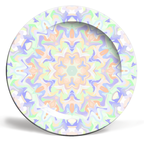 Funky Pastel Boho Hippie Mandala - ceramic dinner plate by Kaleiope Studio