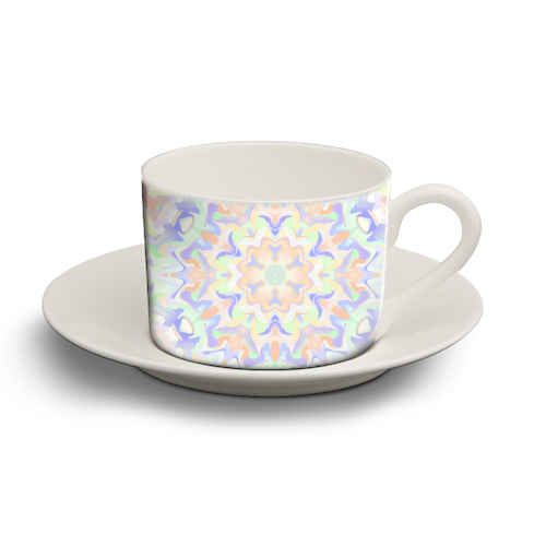 Funky Pastel Boho Hippie Mandala - personalised cup and saucer by Kaleiope Studio