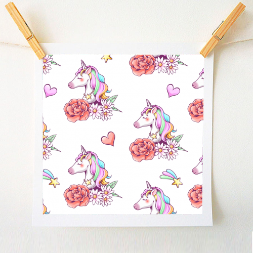 unicorn pattern - A1 - A4 art print by haris kavalla