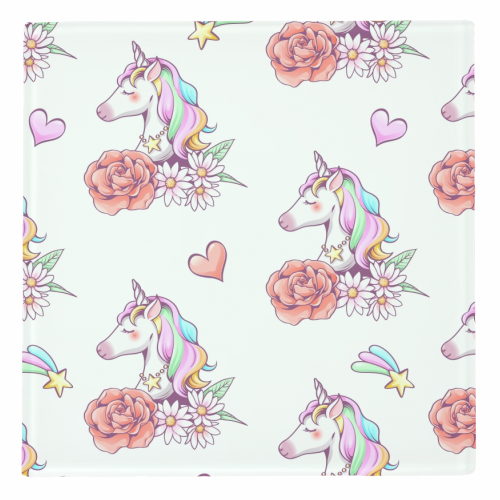 unicorn pattern - personalised beer coaster by haris kavalla