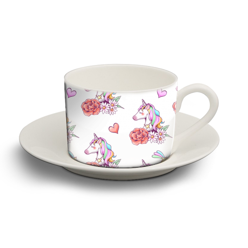 unicorn pattern - personalised cup and saucer by haris kavalla