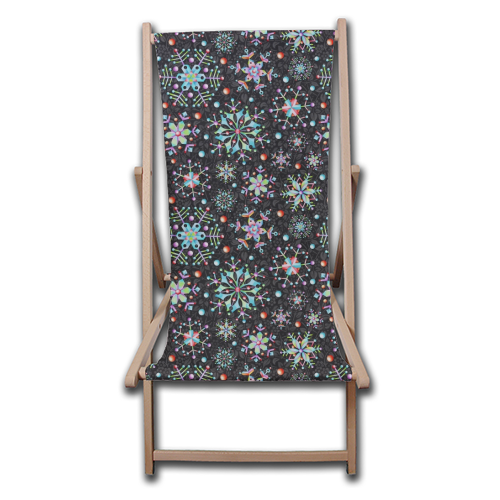 Prismatic Snowflakes - canvas deck chair by Patricia Shea
