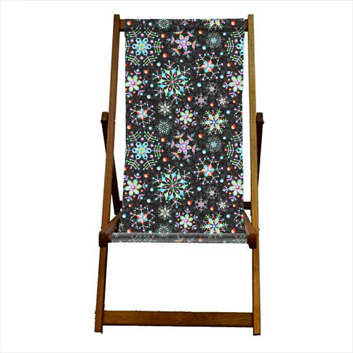 Prismatic Snowflakes - canvas deck chair by Patricia Shea