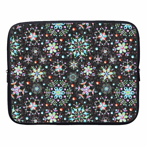 Prismatic Snowflakes - designer laptop sleeve by Patricia Shea