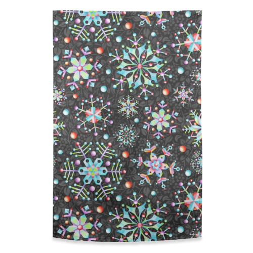 Prismatic Snowflakes - funny tea towel by Patricia Shea