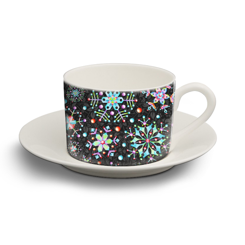 Prismatic Snowflakes - personalised cup and saucer by Patricia Shea