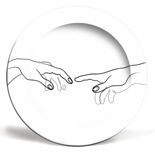 Reaching Out For Human Touch - ceramic dinner plate by Adam Regester