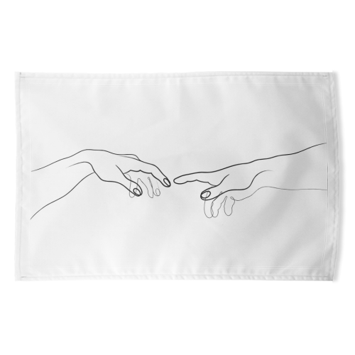 Reaching Out For Human Touch - funny tea towel by Adam Regester