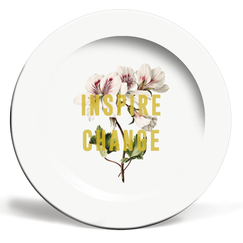 Inspire Change - ceramic dinner plate by The 13 Prints