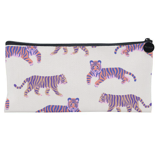 Tigers - flat pencil case by Catalina Williams