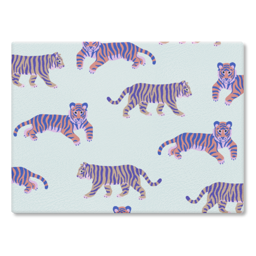 Tigers - glass chopping board by Catalina Williams