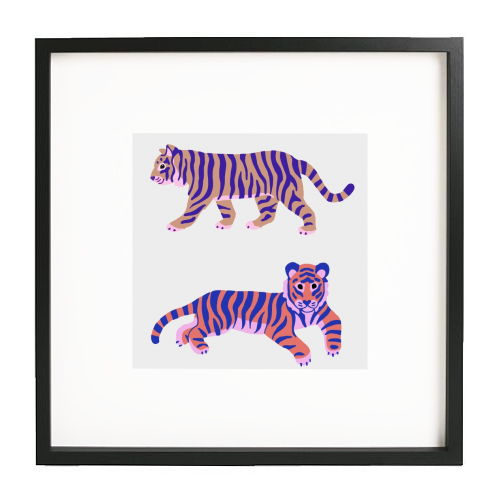 Tigers - white/black framed print by Catalina Williams
