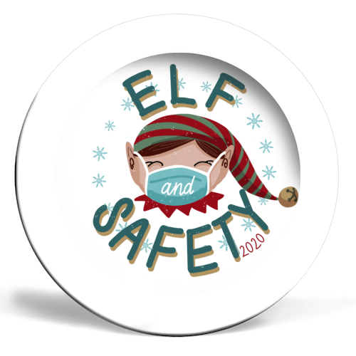 Elf and Safety Covid Friendly Christmas - ceramic dinner plate by Sarah Wilkinson