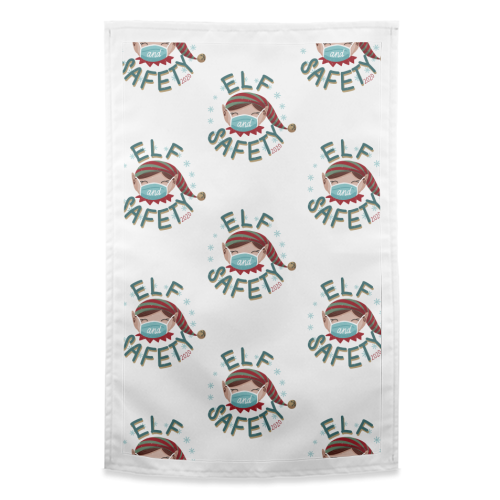 Elf and Safety Covid Friendly Christmas - funny tea towel by Sarah Wilkinson
