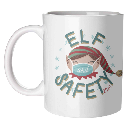 Elf and Safety Covid Friendly Christmas - unique mug by Sarah Wilkinson
