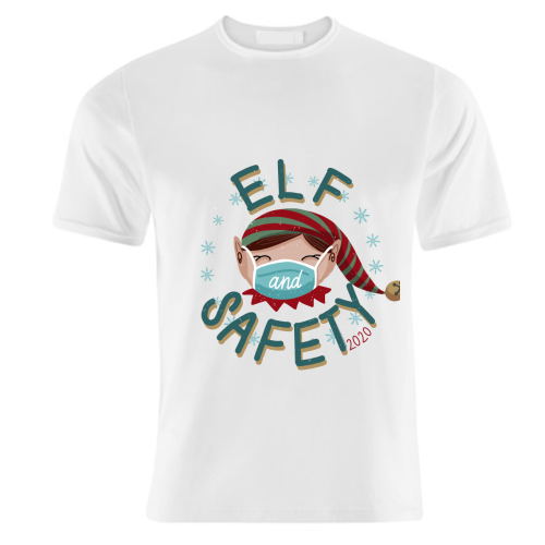 Elf and Safety Covid Friendly Christmas - unique t shirt by Sarah Wilkinson