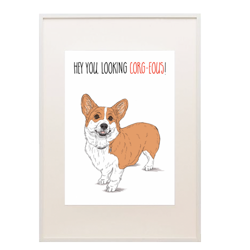 Corg-eous Corgi Dog - framed poster print by Adam Regester