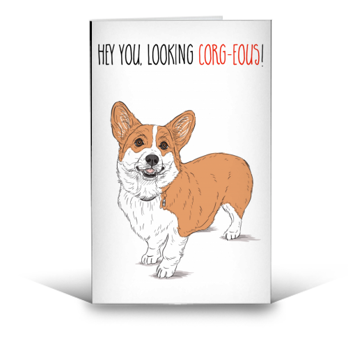 Corg-eous Corgi Dog - funny greeting card by Adam Regester