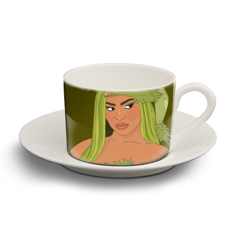 Grinch - personalised cup and saucer by Kitty & Rex Designs