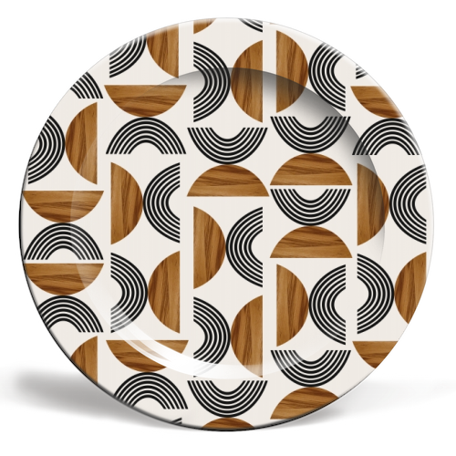 Wood Sun Arch Balance Pattern #1 #minimal #abstract #art - ceramic dinner plate by Anita Bella Jantz